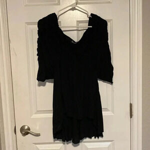 Blue tassel gathered top